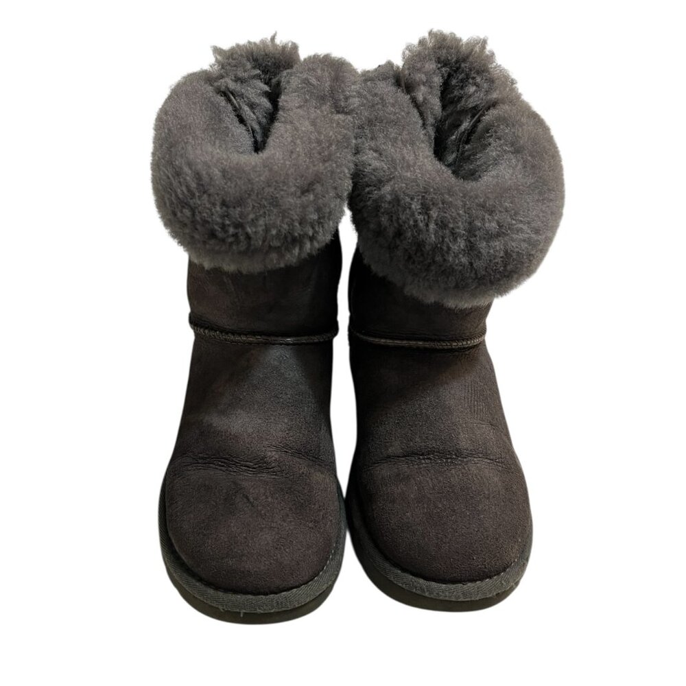 UGG Australia Bailey Bow Mini Gray Boots Women’s US 6 EU 37 Shearling Fur Winter